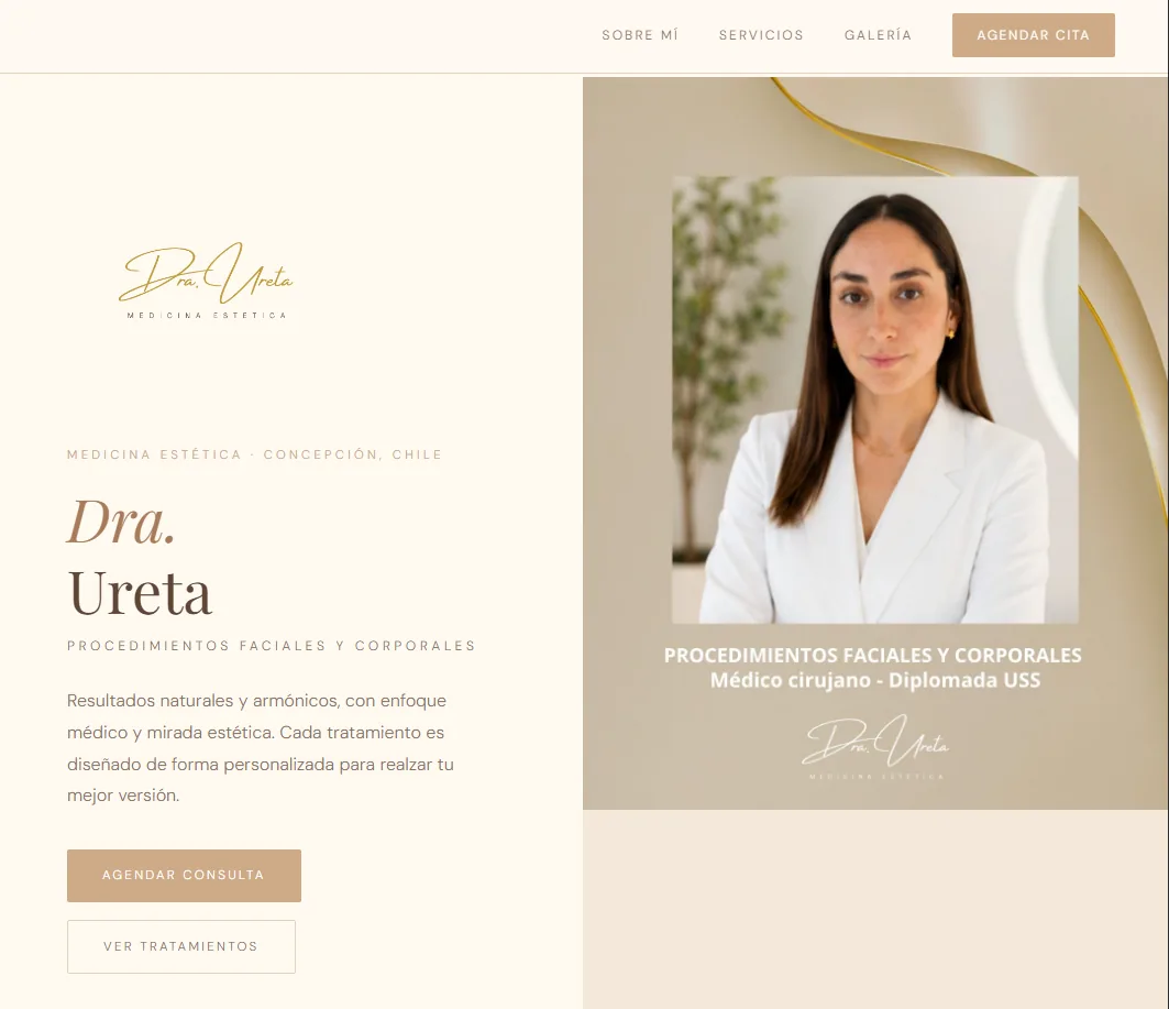 Captura real del sitio web www.draureta.cl