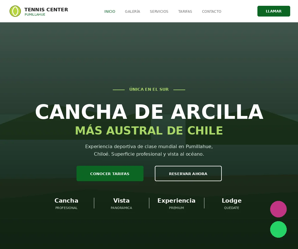 Captura real del sitio web pumillahuetenniscenter.com